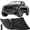 EcoNour Premium Umbrella Windshield Sun Shade for Car | Foldable UV Blocker Front Windshield Sunshade | Umbrella Shade Accessories with Storage Pouch | Full Size SUVs &MPV| Large - 61"x35" (Silver - Black)