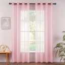 MIULEE 2 Panels Baby Pink Semi Sheer Window Curtains Elegant Grommet Top Window Voile Drapes/Treatment Linen Textured Panels for Bedroom Living Room (54X84 Inches)