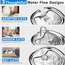 Cat Water Fountain Stainless Steel, 120oz/3.5l Water Fountains for Cats Indoor, Automatic Silent Pump, Easy Clean Water Bowl, with Replacement Filters, Unique Cat-Shaped Design