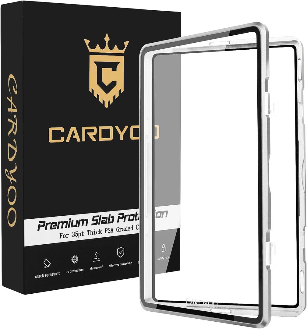 PSA Slab Case, Premium PSA Slab Protector, Metal Graded Card Case, UV Resistant Composite Glass (Silver, 35PT)