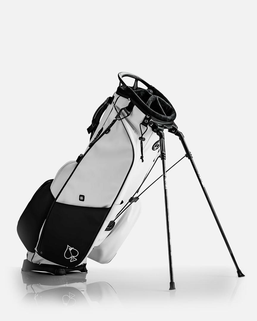 Pins & Aces Player Preferred Golf Bag - Premium Design, Lightweight Golf Bag with Stand - Velvet-Lined 5-Way Club Divider System (Domino)