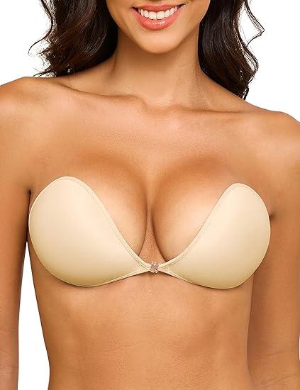 Far-free Adhesive Strapless Bra for Women 2026 Sticky Invisible Push up Bras for Backless Dress with Nipple Cover for Women, A Cup