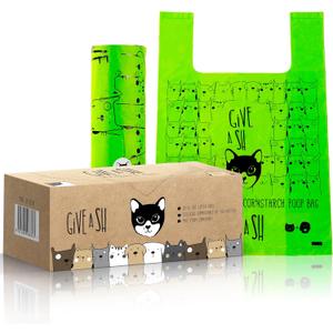 Certified Home Compostable Cat Litter Bags For Poop - 10% to Charity - Cornstarch-Based - For Cleaning Up Litter Trays - NF T51-800 Compliant - 30 Extra Large Disposable Bags