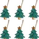Two Fish Home Fashions Decorative Christmas Tree Resin Shower Curtain Hooks Set of 12, Christmas Tree Resin Curtain Rings Pack of 12 (Green)