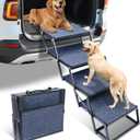 Dog Stairs for Large Dogs, Extra Wide Dog Ramp for Car with Non-Slip Surface, Foldable Pet Steps for Cars, SUV, Truck, RV, Supports up to 200 lbs, 4 Steps