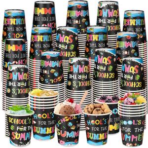 Qinyoung 120 Pcs School's out for Summer Cups End of Year Party Decorations 8 oz Disposable Drinkware 6 Designs for End of Academic Year Last Day of School 2026 Classroom Celebration (EXP 08/26/26)