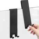 Linkidea 2 Pack Over Door Hook, 7" Stainless Steel Extend Hook for Shower, Bathroom Hanger with Non-Slip Sponge Pad for Frameless Glass Doors (Black)