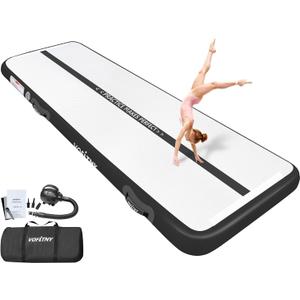 VOFiTNY All Purpose Gymnastics Mat 20 Ft Sturdy Inflatable Tumble Track for Home/Gym (Black)