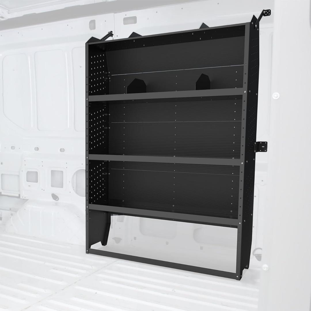 MELIPRON 42'' W x 60'' H x 13'' D Cargo Van Shelving Fit for Ford Transit, Promaster, Sprinter, Chevy Express Mid/High Roof Steel Cargo Van Shelves Storage