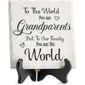LukieJac Grandparents Gifts from Grandkids Ceramic Plaque for Grandpa & Grandma Gift Ideas Home Decor, Thanksgiving, Christmas, New Year, Grandparents Day, Wedding Anniversary and Birthday Gifts