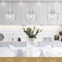 Emak Modern Brushed Nickel Pendant Lights Kitchen Island, 2 Pack 8 Inch Seeded Glass Pendant Light Fixtures for Kitchen Island, Bathroom, Bedroom, Dining Room, PL122-BN-2PK