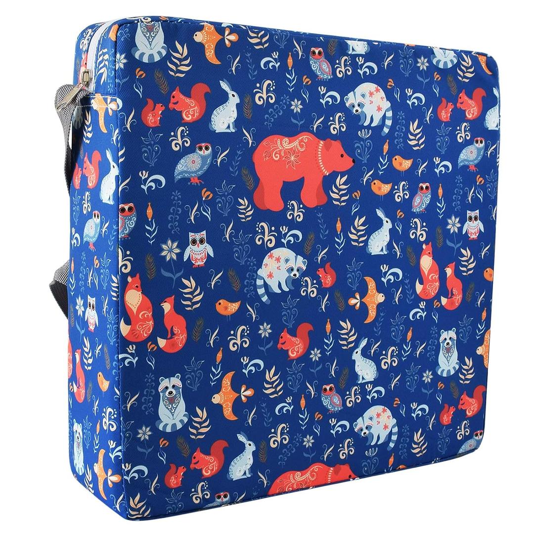 Dining Chair Heightening Cushion Portable Dismountable Adjustable Highchair Booster for Baby Toddler Kids Infant Washable Thick Chair Seat Pad Mat (Blue Bear)