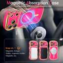 BENTOBEN Magnetic for iPhone 17 Pro Max Case 6.9" 2025, Cute Luxury Curly Wavy Bumper [Compatible with Magsafe] [Full Camera Protection] Slim Shockproof Protective Girl Women Phone Cover,Hot Pink/Gold