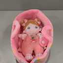 OUOZZZ 10" Soft Baby Doll Set with Plush Doll, Bassinet, Blanket and Bottle, Baby Doll Accessories Pretend Playset Emotional Social Toys Gifts for 2 Year Olds Girls Valentine Birthday Gift