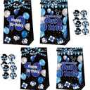 24Pcs Peace Out Single Digits Party Favor Bags, Blue Black I'm 10 Birthday Gift Goodie Bags with Matching Stickers, Double Digits Birthday Party Supplies Decorations, 1 count