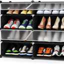 HOMIDEC Shoe Rack, 4 Tier Shoe Storage Cabinet 16 Pair Plastic Shoe Shelves Organizer for Closet Hallway Bedroom Entryway Black