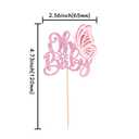 5 x Gyufise 36Pcs Pink Glitter Butterfly Oh Baby Cupcake Toppers 3D Butterfly Baby Shower Cake Pick Decorations for Butterfly Theme Baby Shower Kids Boys Girls Birthday Party Supplies
