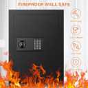 25.6" Tall Fireproof Wall Safes Between the Studs 16" Centers, Heavy Duty Combination Lock in Wall Safe with 2 Removable Shelf, Hidden Safe for Money, Jewelry, Document, Passport