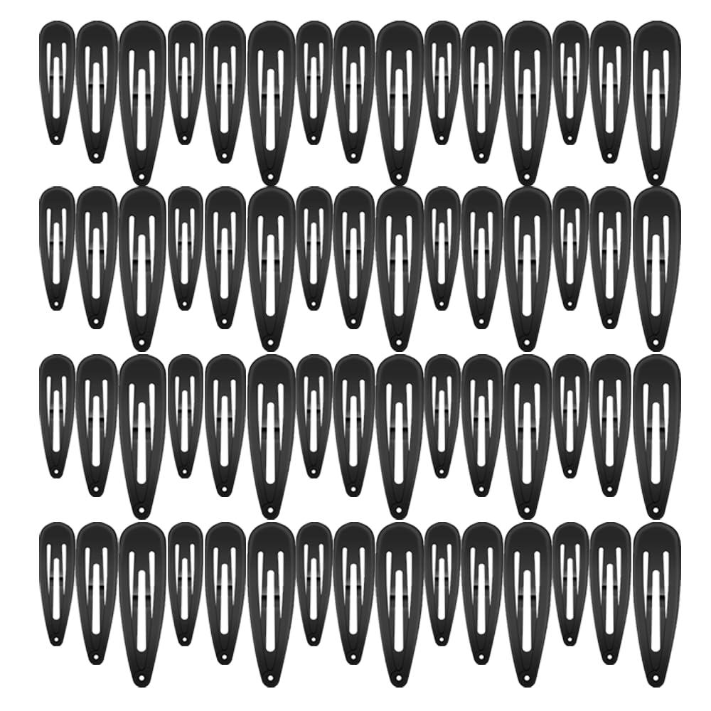 ECADY Hair Clips Multi-Size 60pcs Durable & Non-Slip Black Metal Snap Barrettes (Glossy Black)