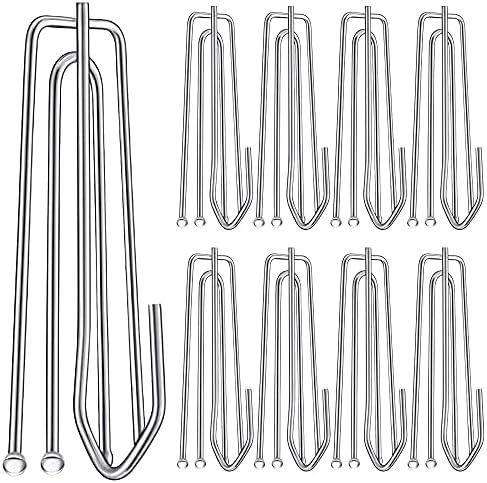 60PCS Stainless Steel Drapery Hook and Pin for Pleated Drapes 4 Prongs Pinch Pleat Clips Traverse Pleater 4 End Curtain Hangers for Window Door Bathroom Curtain