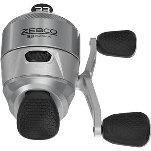 Zebco 33 Platinum Spincast Fishing Reel, Size 30 Reel, Right or Left-Hand Retrieve, 4.7:1 Gear Ratio, Pre-spooled with 10 lb Zebco Cajun Line, Silver