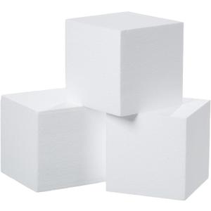 Crafare 3 Pack Craft Foam Blocks 5x5x5 Inch Polystyrene Square Foam Cubes for Arts School Projects Sculptures Floral Arrangements Modeling and Centerpieces