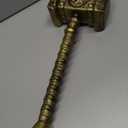 Viking Plastic War Hammer Prop Weapons for Men Halloween Costume, Medieval Cosplay Accessory Replica LARP Birthdays Gifts (Hammer Gold)