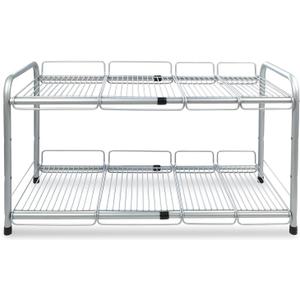 Surpahs 2 Tier Under Sink Expandable Shelf Organizer, Storage Rack (Silver)