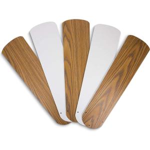 OHLECTRIC 5Pcs 20" Fan Blades - Fan Replacement Blades For 52-inch Ceiling Fan - Substitution for Broken Blades - Ceiling Fan Blades - Indoor Use, White/Bleached Oak