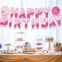 Ghost Spider Web Birthday Party Banner, Pink Spider Banner Flags Pre-strung Spider Web Birthday Flags Sign Party Supplies (pink)