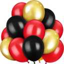 TecUnite 100 Pcs Red Black Gold Latex Balloons 6.6 Inch Colorful Round Balloons for Wedding Birthday Festival Racing Car Poker Card Party Decoration