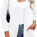 Halife Womens Cardigan Sweaters with Pockets Lightweight Casual Cardigan | Long Sleeve Open Front Flowy Dressy Soft Light Weight Cardigan Sweater Casual Jacket Summer Fall Fashion (White, M)