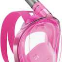 W WSTOO Full Face Snorkel Mask, Dry Top Snorkeling Gear for Adults, 180 Panoramic Foldable Design with Camera Mount, Safe Mouth/Nose Breathing, Anti-Fog & Anti-Leak (Small/Medium, 1 Pack - Transparent/Pink)