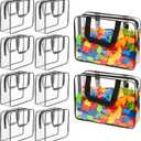 10 Packs Large Toy Storage Bags with Labels, Waterproof Clear PVC Storage Bags for Toys, Travel Organizer Bags with Zipper Closure for Puzzles, Building Blocks, Kids' Books