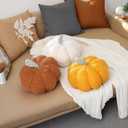 2 x Pumpkin Pillows 3D Fall Pumpkin Throw Pillows Decor Cute Fall Bedroom Decor for Thanksgiving Halloween Christmas Winter Home Sofa Supplies (Yellow+Brown)