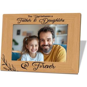 2 x Father Gift for Father's Day, Birthday, Photo Gifts Wooden Picture Frame, Father of The Bride Gift, The Love Between A Father & Daughter is Forever Photo Frame, To Assemble 4 * 6 Inches Photo