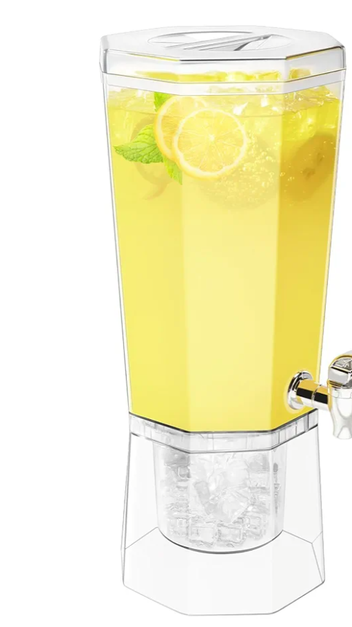 Lifewit 1 Gallon Drink Dispensers for Parties 1 Pcs, 4L Plastic Beverage Containers with Stand for Juice/Tea/Soda/Water, Clear Ice Lemonade Dispensers with Lid & Leak-proof Spigot