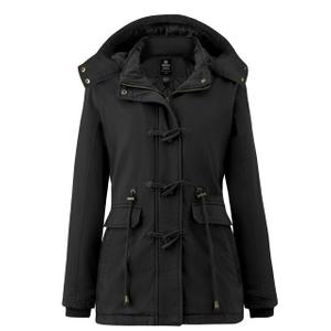 wantdo Women's Winter Thicken Jacket Cotton Coat with Removable Hood, Navy Blue, Size L