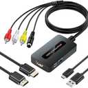 HDMI to S Video RCA Converter, 1080P HDMI to AV Composite S-Video 2 in 1 Converter for DVD/STB/PS3/PS4 to Display on Older TV with Svideo/RCA Inputs(Not Support 4k HD)