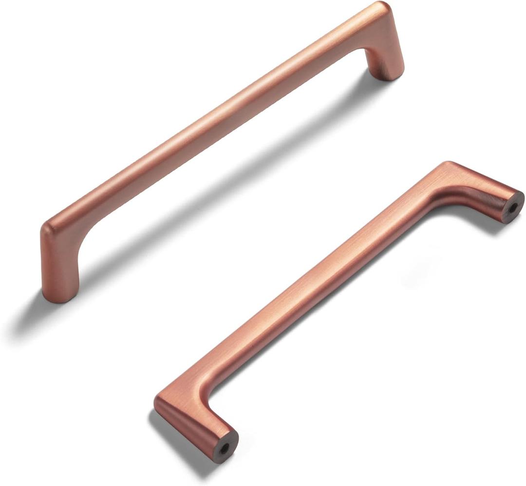 Goo-Ki Brushed Copper Cabinet Pulls with 5''Hole Centers, Zinc Alloy Cabinet Handles for Dresser,Wardrobe,Cupboard- 6 Pack