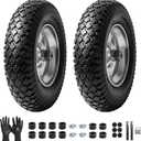 (2-PACK) 4.80/4.00-8" Tire and Wheel, 16" Pneumatic Tire Wheels with 5/8" Bearings (Extra 3/4") and 3" Centered Hub for Wheelbarrow, Hand Truck, Garden Carts, Yard Wagon Dump Cart