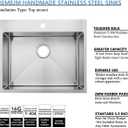 SHACO 25x22 Inch Drop In Kitchen Sink, Top Mount 16 Gauge 304 Stainless Steel 8 Inch Deep Drop In RV Laundry Utility Sink, Brushed Nickel Single Bowl Sink Topmount Overmount Sinks with Drain