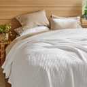 Bedsure Gentlesoft 100% Cotton Blanket King Size for Bed - Cooling Breathable and Soft for Summer, Thick Cozy Waffle Weave Blanket Gifts for Women, White, 104x90 inches