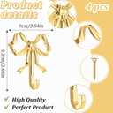 4 Packs Large Size Gold Bow Wall Hook, Gold Coat Hook, Metal Hooks, Bow Room Decor Hooks for Coats, Coffee Mugs, Hats, Bags, Bath Towels and Room Decorations