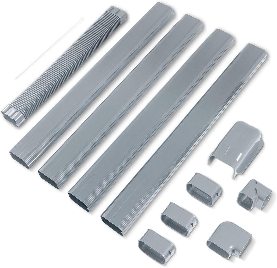 LyPrem Grey 16.5Ft Mini Split Line Set Cover 4" PVC Line Cover Kit for Mini Split and Central Air Conditioner & Heat Pump