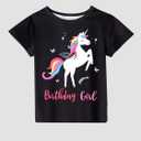 Doctor Unicorn Birthday Girls Unicorn Costume Outfit Rainbow Tutu, Unicorn T-shirt, Satin Sash, Hair Bow & Headband Rainbow/Black Unicorn Shirt, 4-5 Years