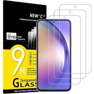 NEW'C 3 Pack Designed for Samsung Galaxy A54 5G, Screen Protector Tempered Glass, 9H Hardness, HD Screen Protector, 0.33 mm Ultra Clear, Ultra Resistant (Transparent)