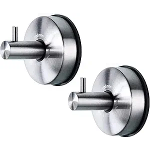 YOHOM Stainless Steel Vacuum Suction Cup Bathroom Shower Holders  Removable Towel Rack, Bathrobe and Loofah Hooks with Brushed Finish