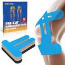3 x Precut Kinesiology Tape for Knees – 14 PCS Knee Tape for Pain Relief & Support, Elastic Waterproof Sports Tape, Breathable & Latex-Free, Pre Cut Athletic Tape for Workout & Injury Recovery, Blue