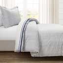 Lush Decor Farmhouse Stripe Reversible Cotton Comforter Set, 2-Piece, Twin XL Navy - Twin Bedding Set - Dorm Decor - Striped Comforter for Farmhouse Bedroom Decor